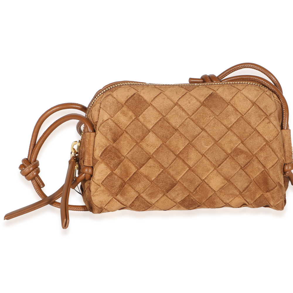 Bottega Veneta Amber Suede Intrecciato Mini Concert Pouch